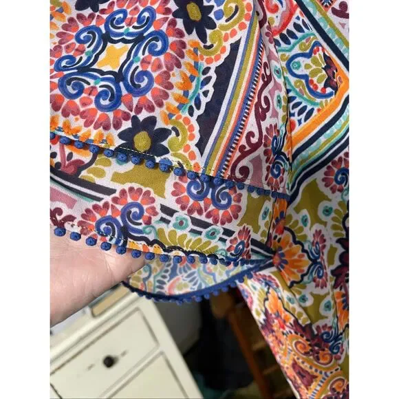 Democracy Women’s Smocked Neck Bohemian Style Top/Blouse Large - Picture 8 of 11